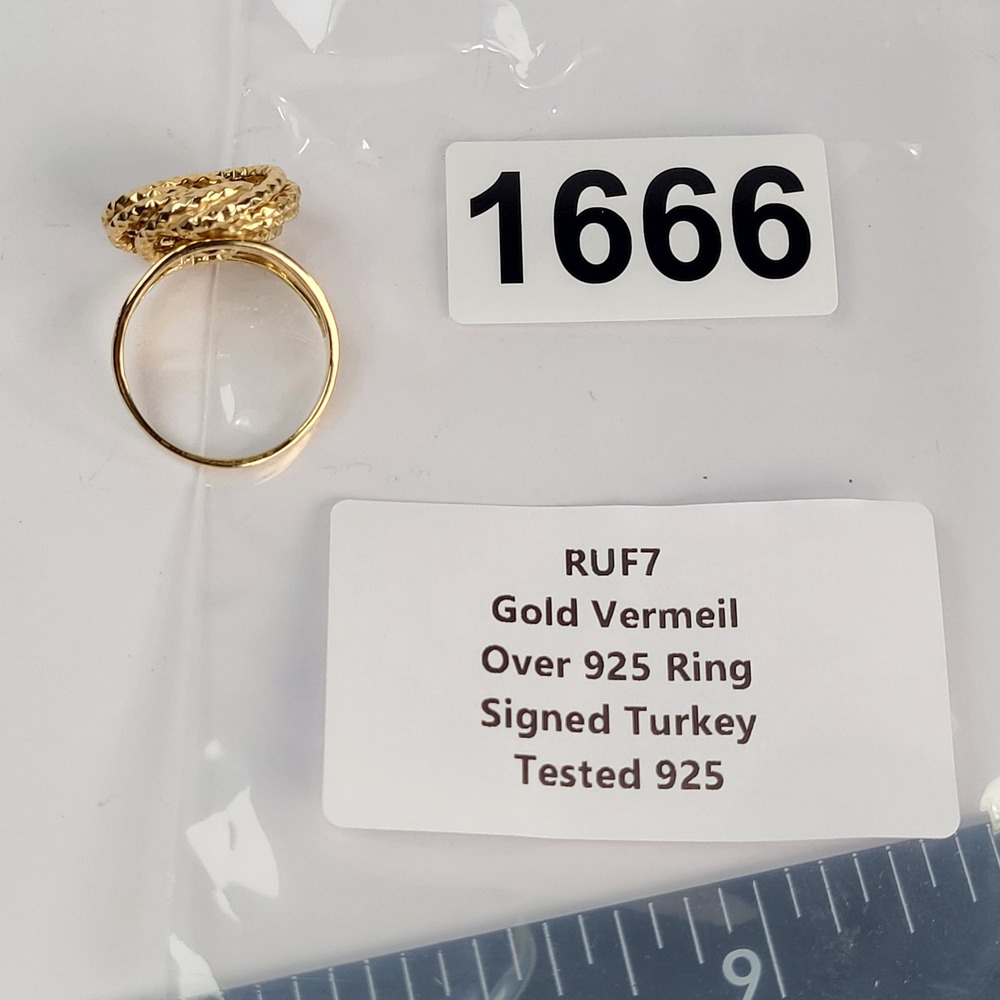 OT Gold Vermeil 925 Sterling Silver Textured Love Knot Rose Ring Turkey‎ Size 9 - Picture 8 of 8